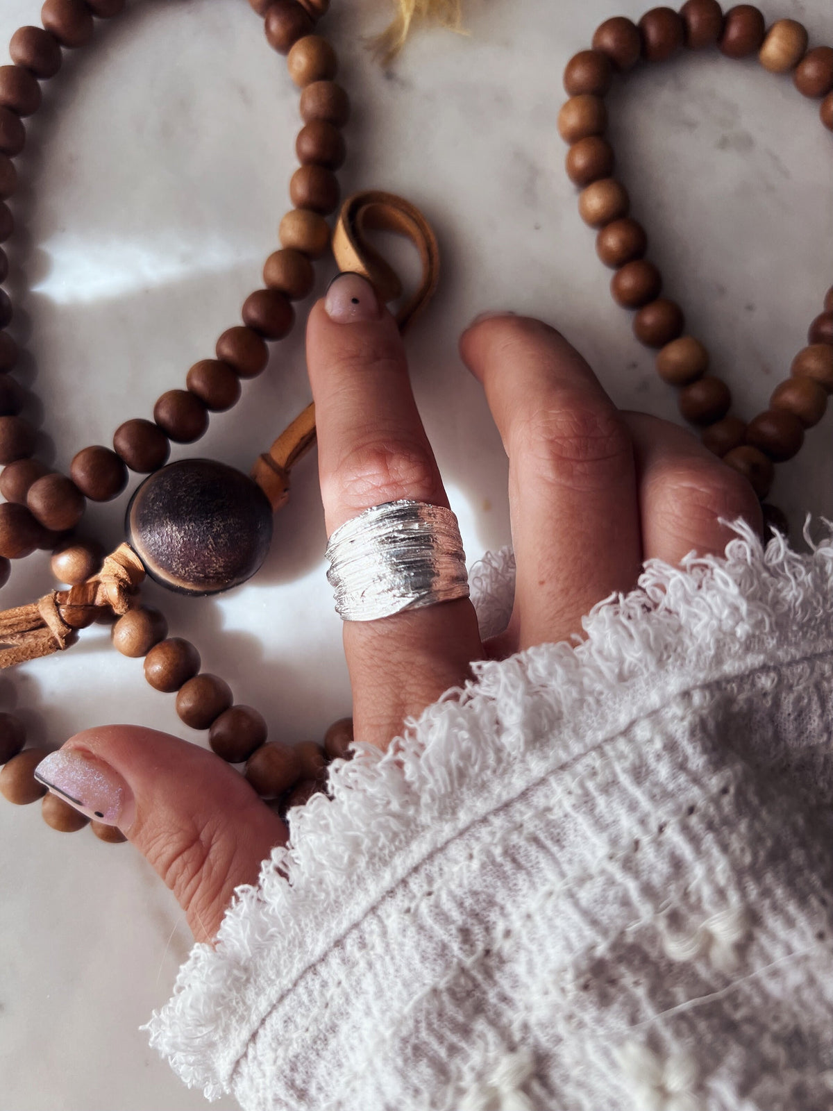 Sterling Silver 925 wide band Ring: Organic Texture - KathyRossJewelry