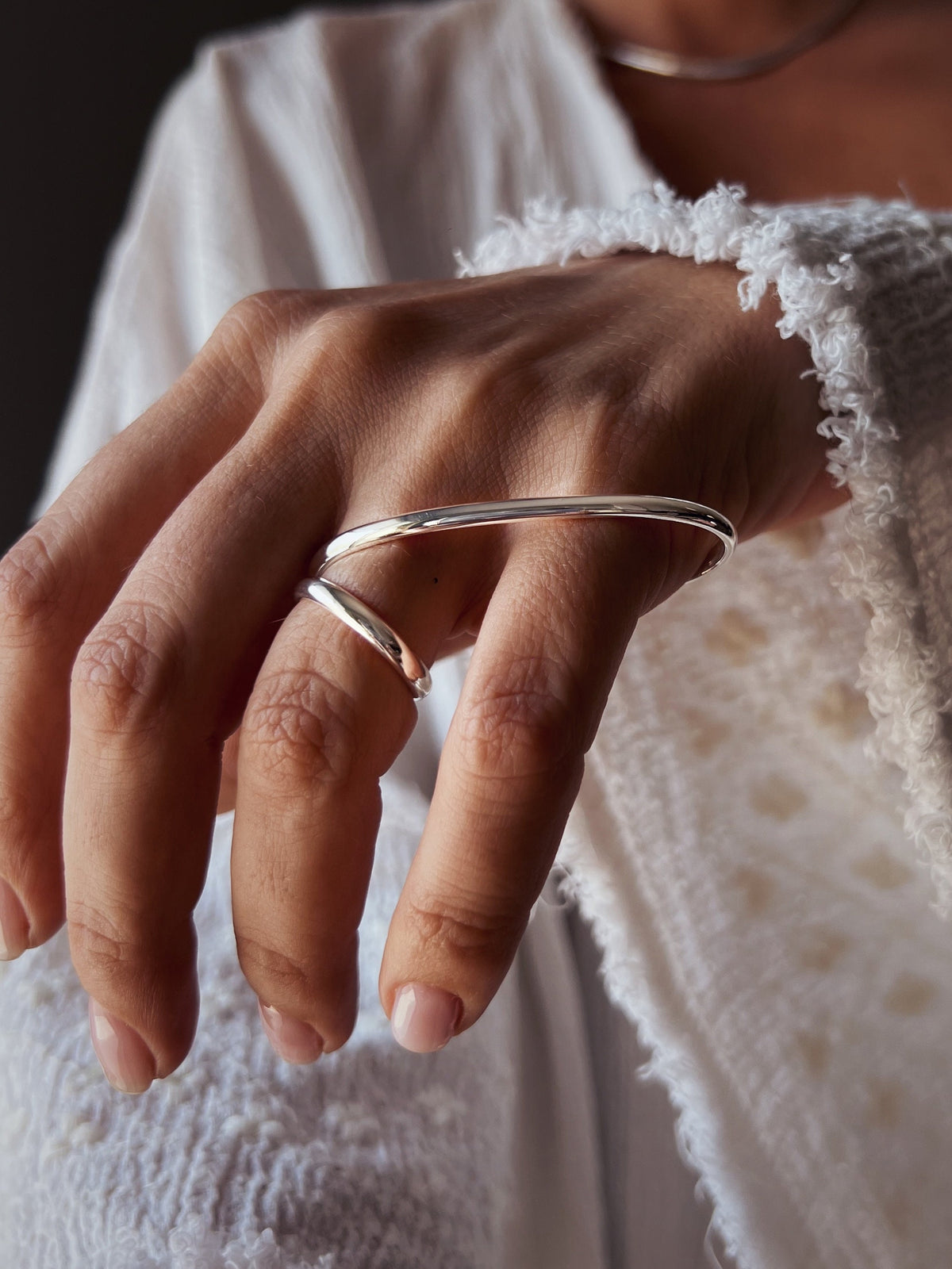 Solid silver 925 two fingers ring - KathyRossJewelry
