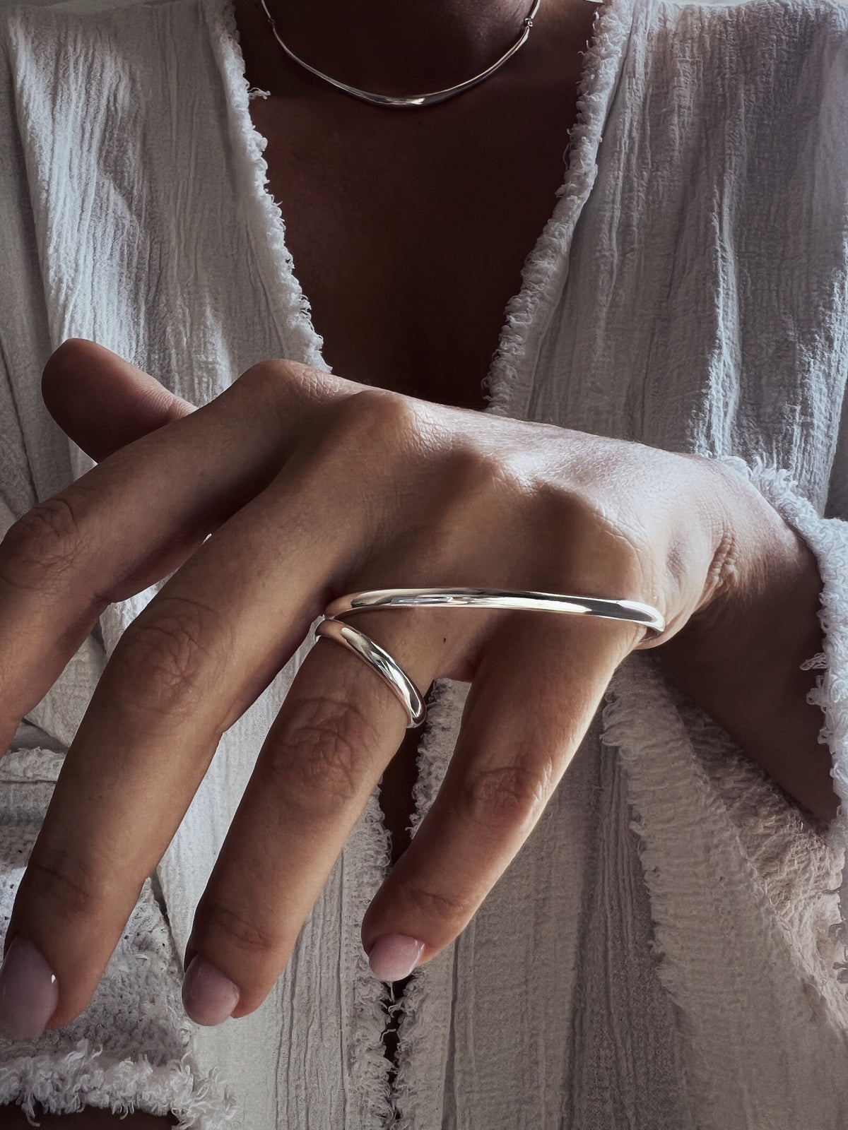 Solid silver 925 two fingers ring - KathyRossJewelry