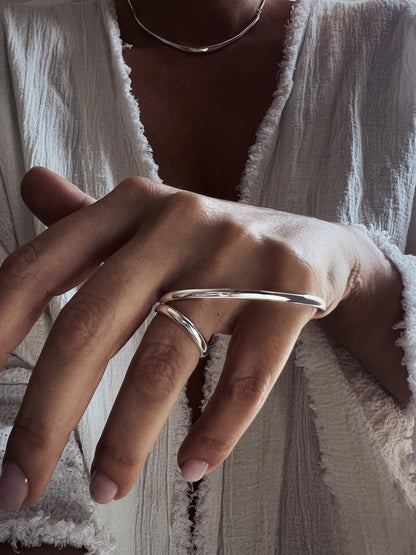 Solid silver 925 two fingers ring - KathyRossJewelry