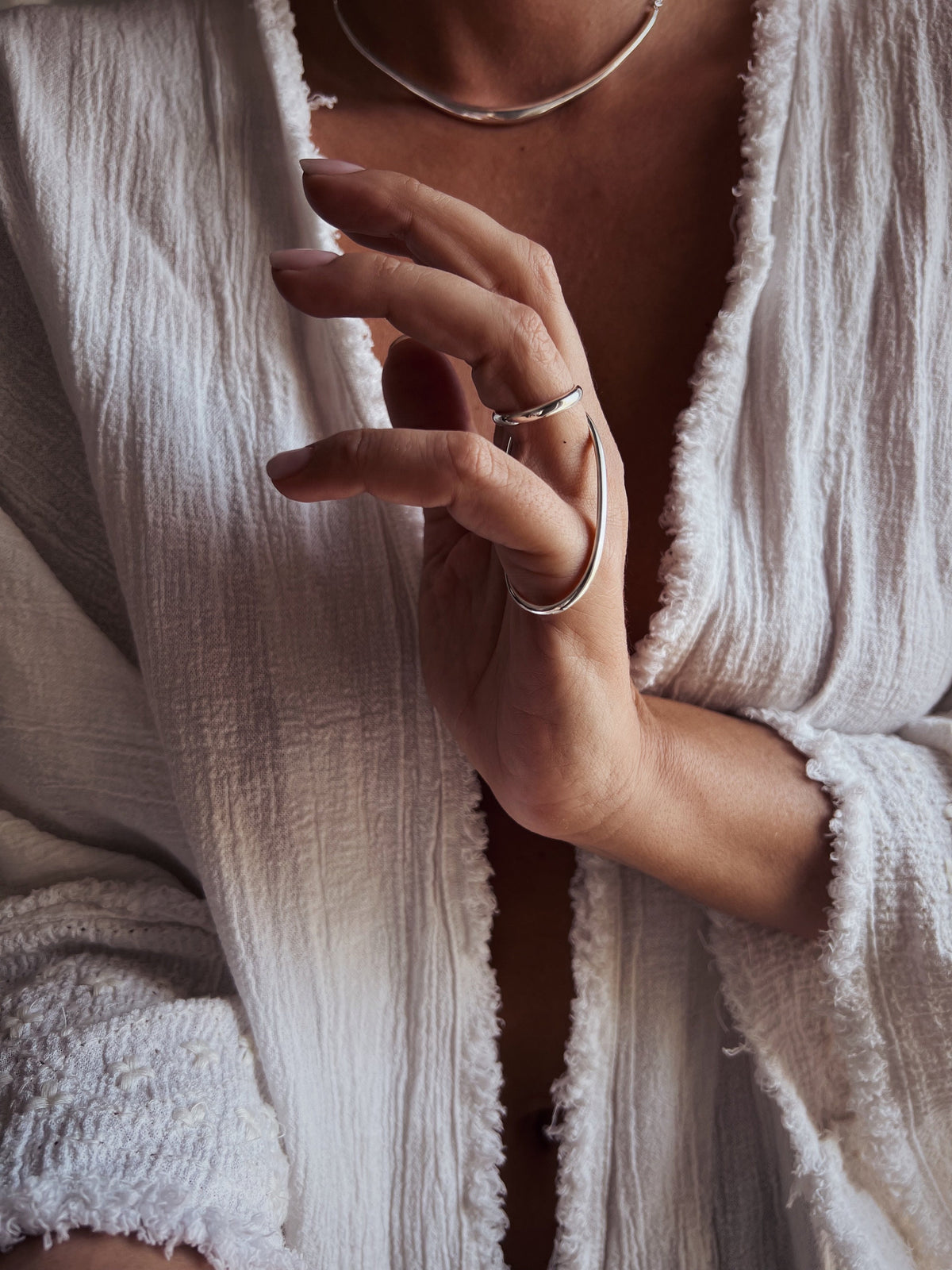 Solid silver 925 two fingers ring - KathyRossJewelry
