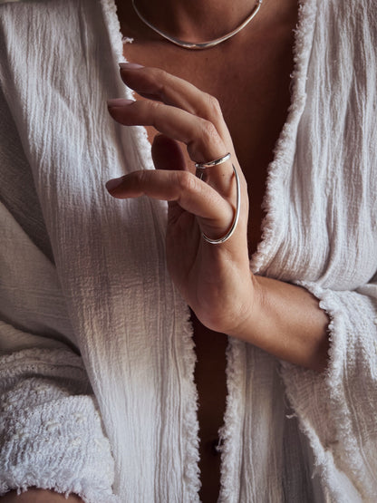 Solid silver 925 two fingers ring - KathyRossJewelry