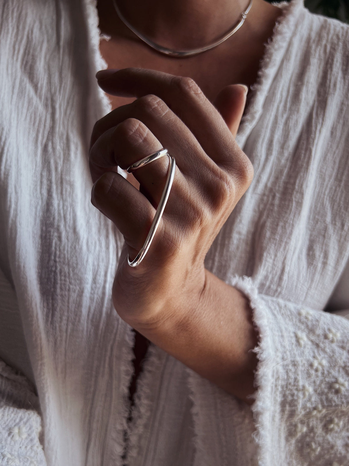 Solid silver 925 two fingers ring - KathyRossJewelry