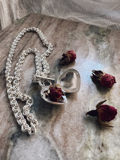 Sterling Silver Heart Locket on thick chain Necklace - KathyRossJewelry