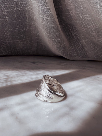Sterling Silver 925 wide band Ring: Organic Texture - KathyRossJewelry