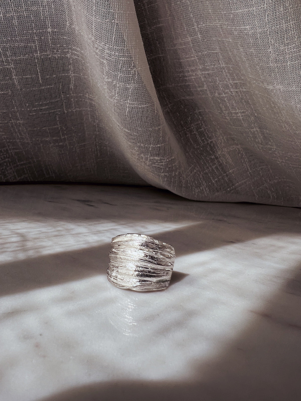 Sterling Silver 925 wide band Ring: Organic Texture - KathyRossJewelry
