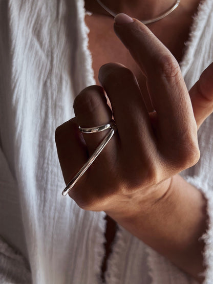 Solid silver 925 two fingers ring - KathyRossJewelry