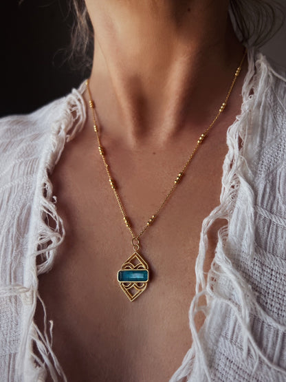 Green Pink Tourmaline pendant: 18k gold filled silver 925 necklace - KathyRossJewelry