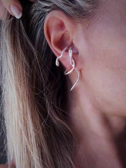 18k gold filled on solid sterling silver serpent Snake earrings - KathyRossJewelry