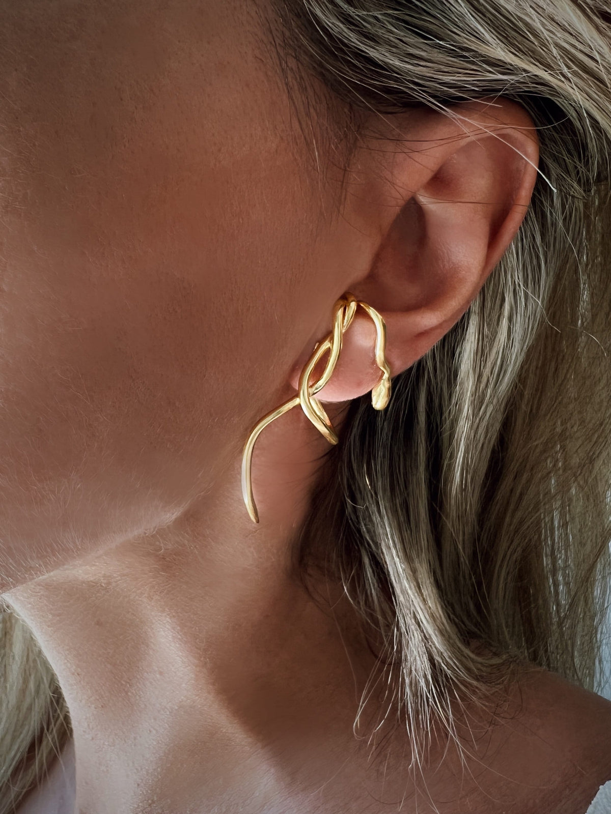 Solid sterling silver 925 serpent snake ear cuff earrings - KathyRossJewelry