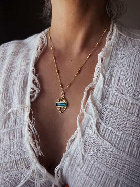 Green Pink Tourmaline pendant: 18k gold filled silver 925 necklace - KathyRossJewelry