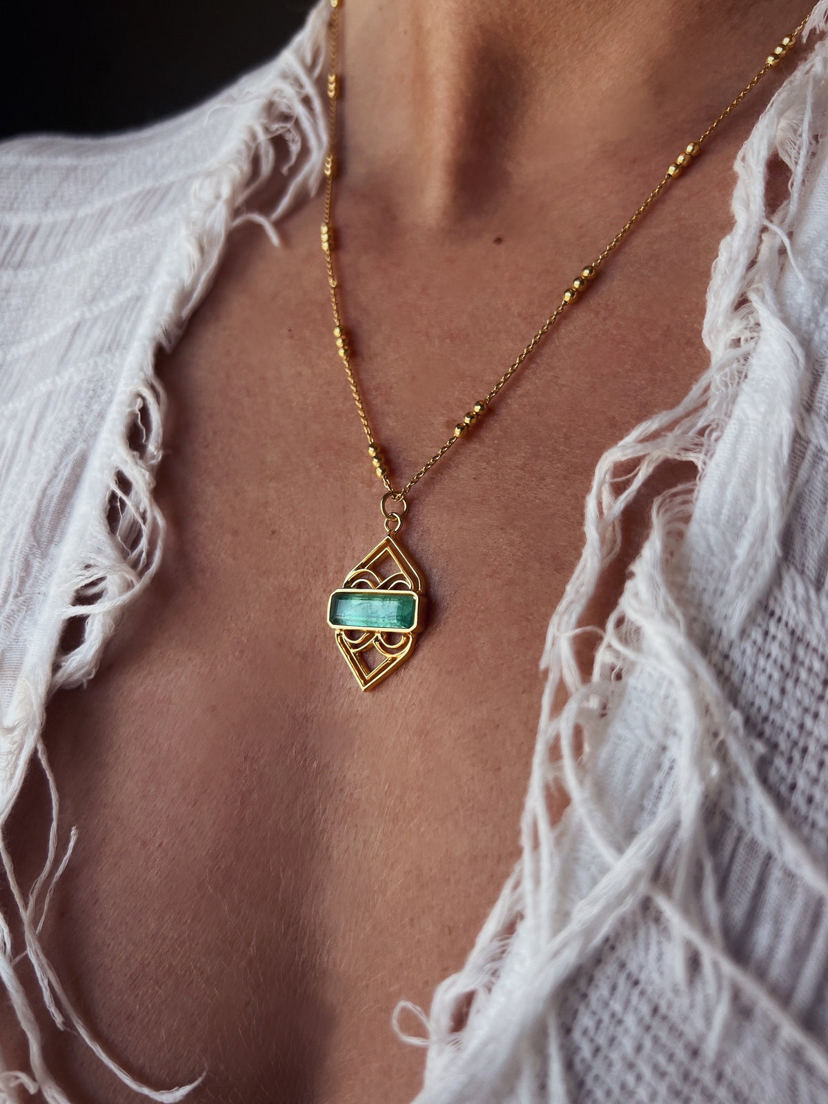 Green Pink Tourmaline pendant: 18k gold filled silver 925 necklace - KathyRossJewelry