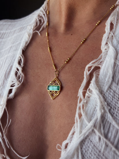 Green Pink Tourmaline pendant: 18k gold filled silver 925 necklace - KathyRossJewelry