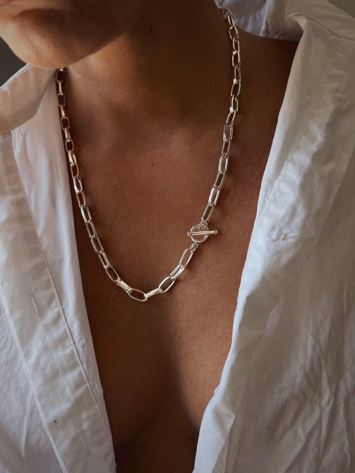 Sterling Silver Paperclip Chain Necklace: Chunky Link Necklace - KathyRossJewelry