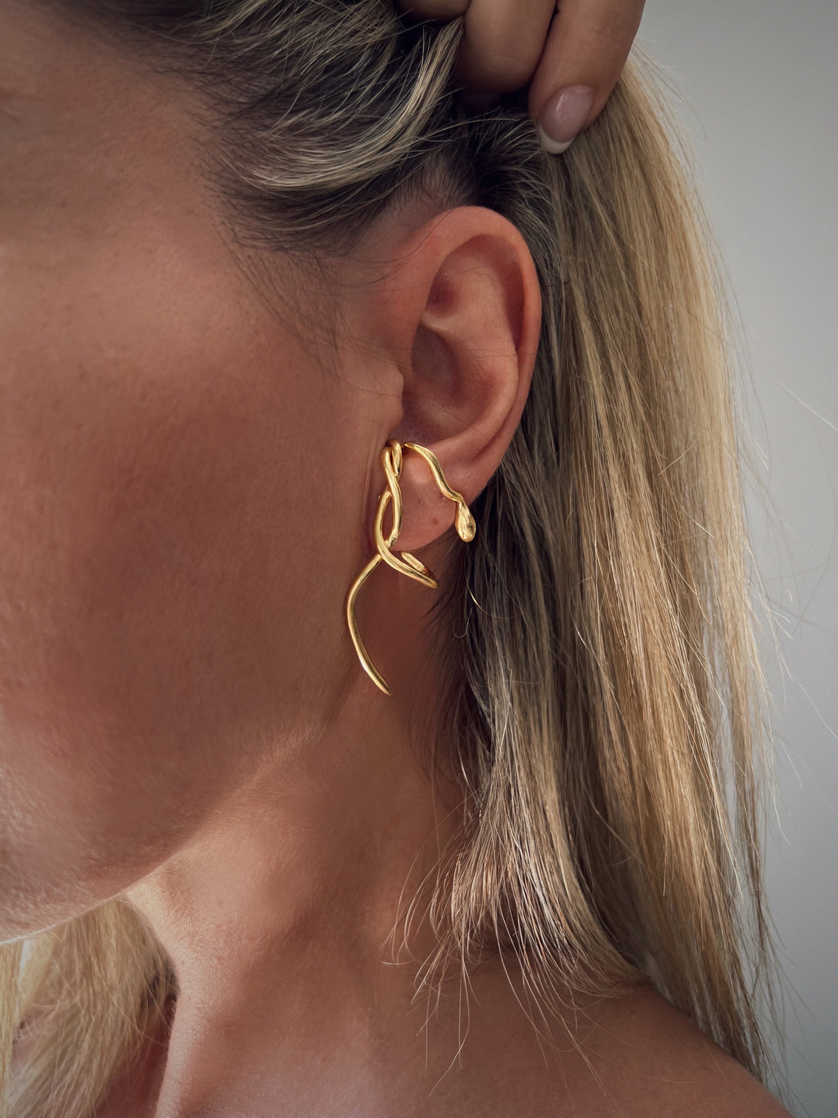 18k gold filled on solid sterling silver serpent Snake earrings - KathyRossJewelry