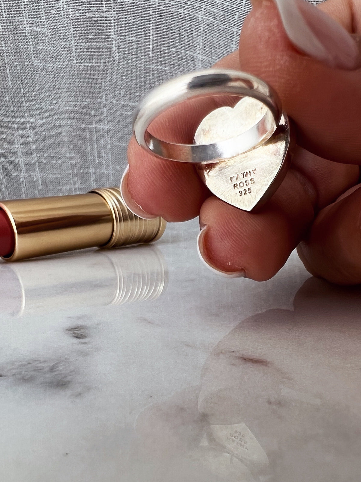 Silver 925 Heart Ring: Pink Tourmaline Quartz Doublet Statement Ring - KathyRossJewelry