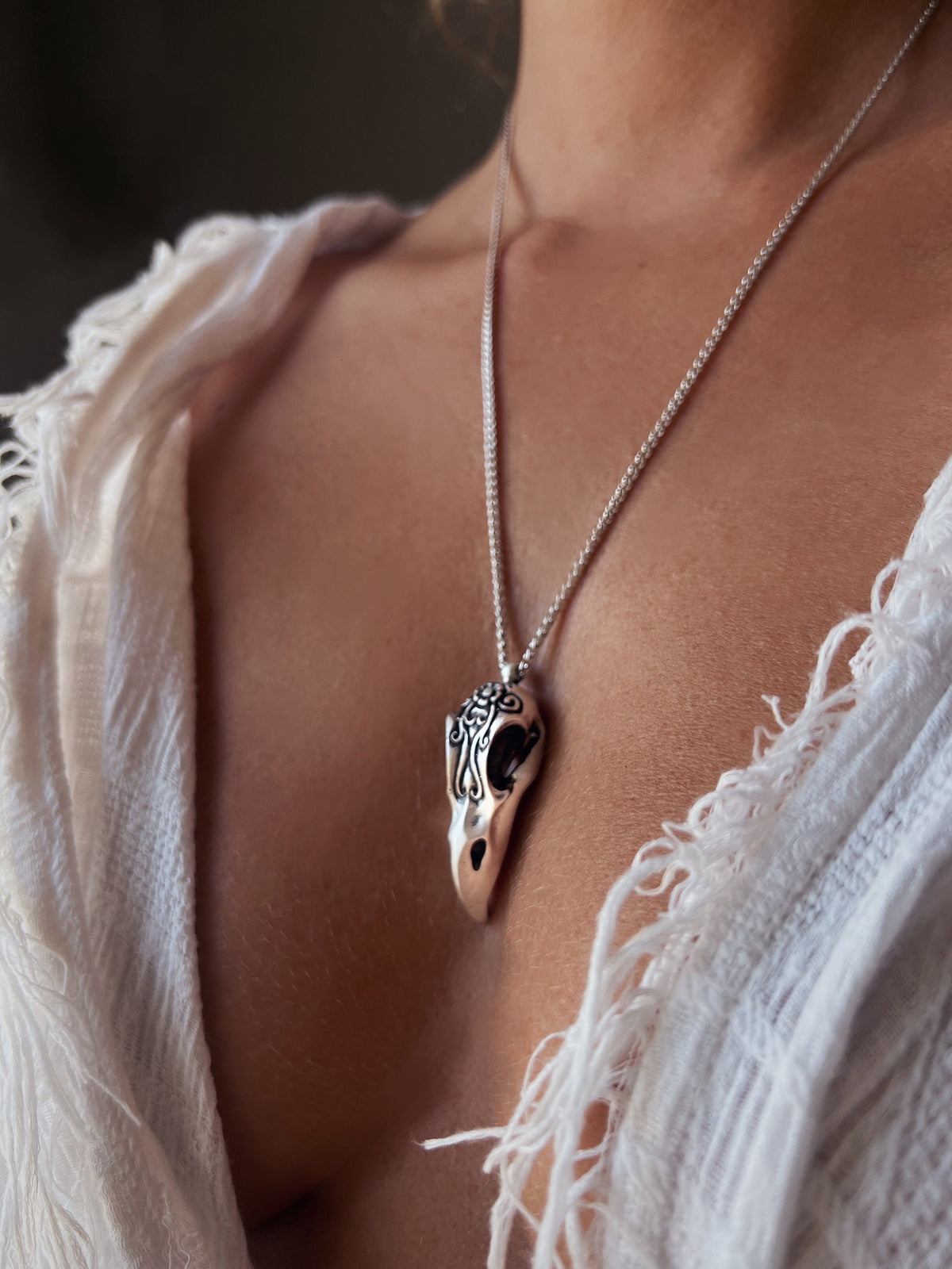 Sterling Silver 925 Raven pendant Necklace - KathyRossJewelry