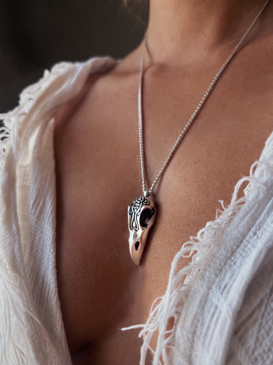 Sterling Silver 925 Raven pendant Necklace - KathyRossJewelry