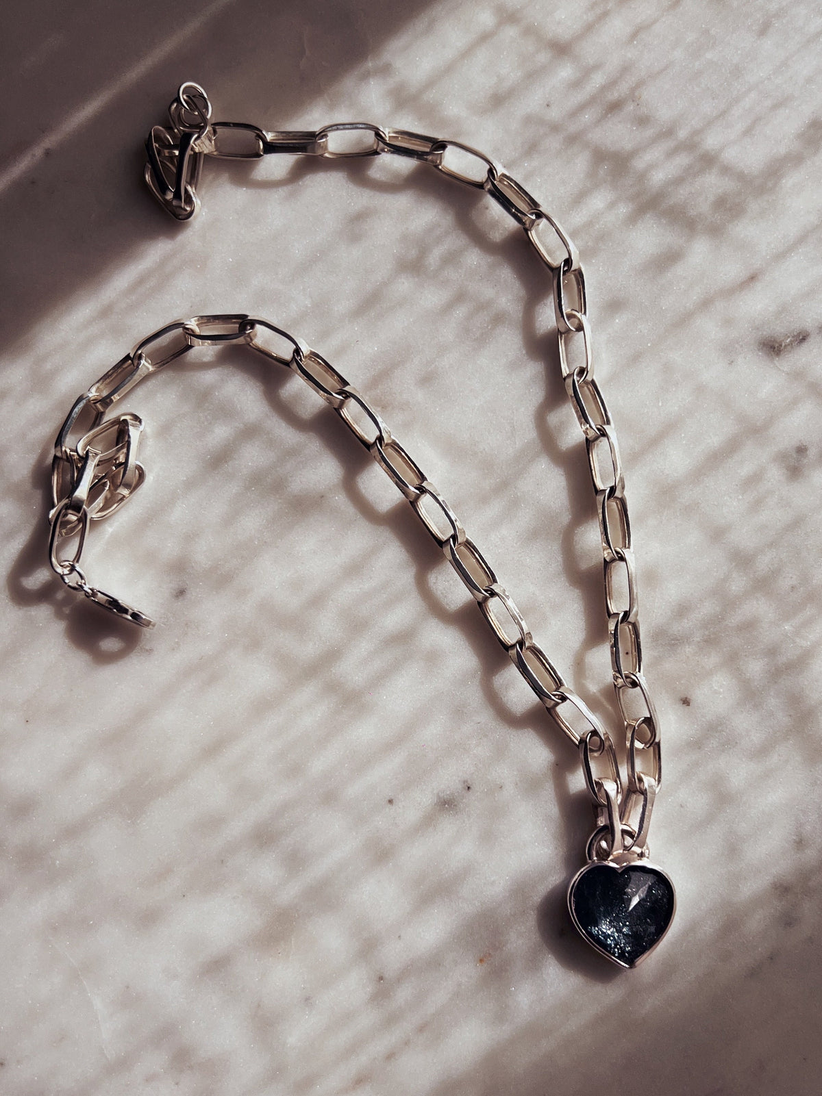 Pink tourmaline heard on solid sterling silver 925 chain necklace - KathyRossJewelry
