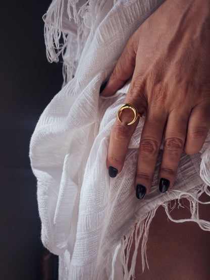 18k gold filled on solid sterling silver crescent ring - KathyRossJewelry