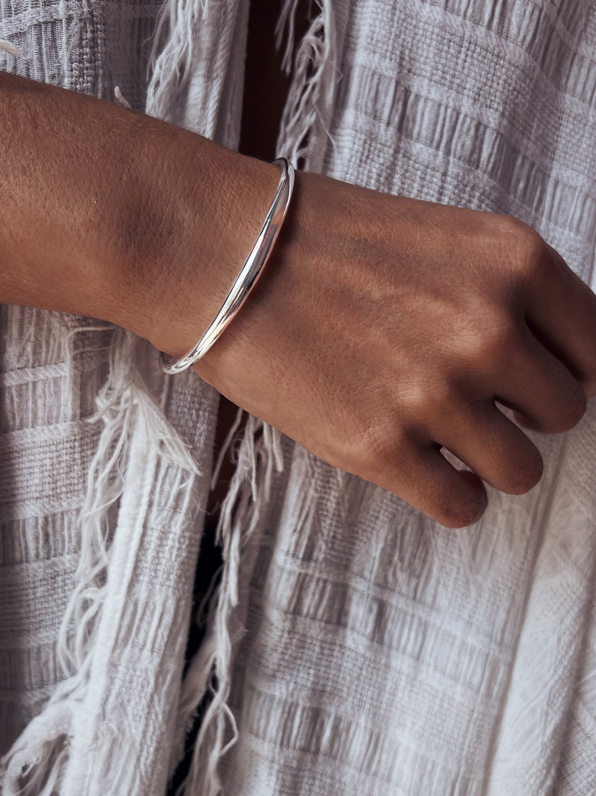 Solid sterling Silver 925 curvy cuff bracelet - KathyRossJewelry