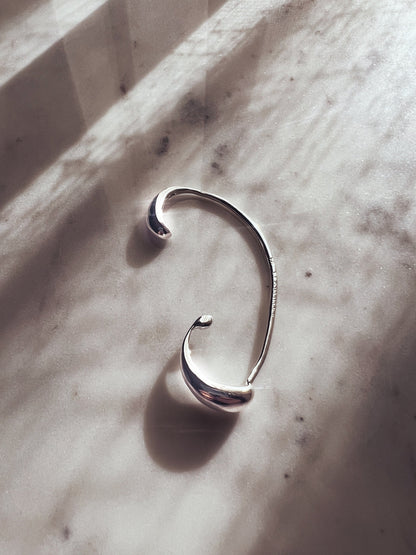 Silver Ear Cuff: curvy earring for no Piercing ears - KathyRossJewelry