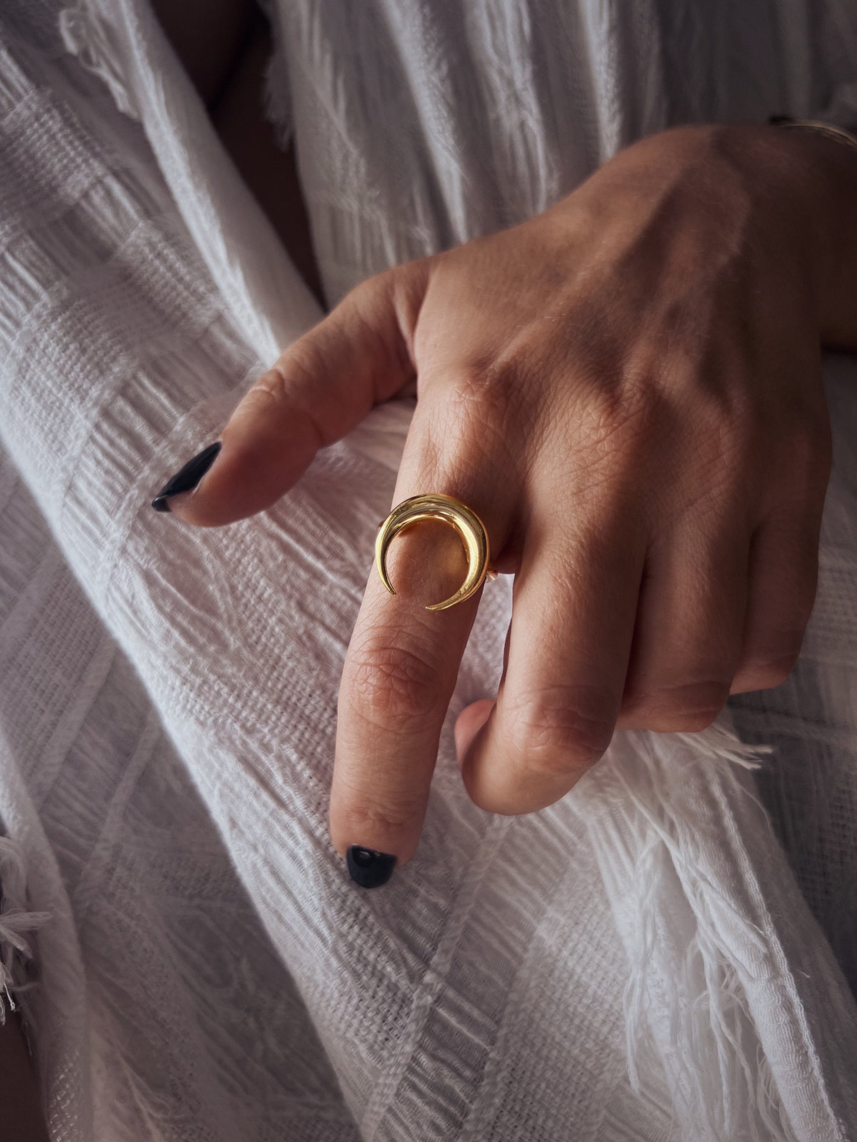 18k gold filled on solid sterling silver crescent ring - KathyRossJewelry