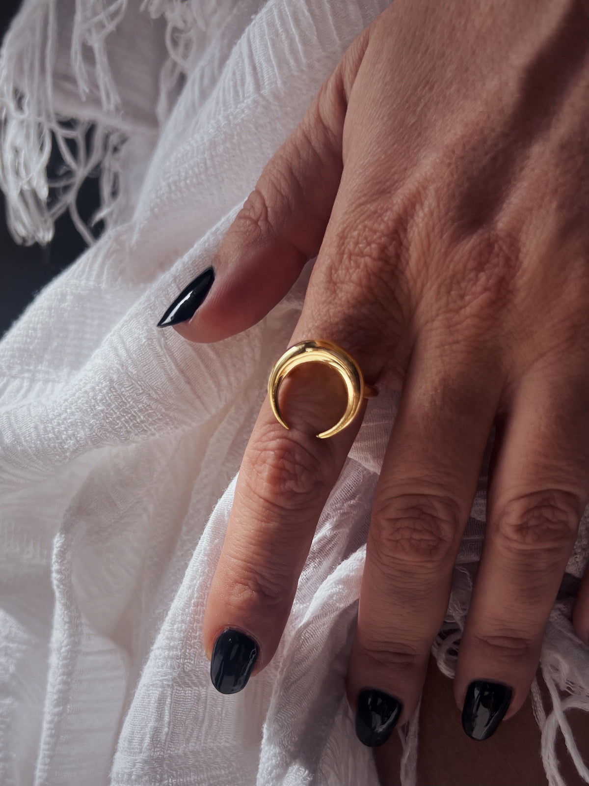 18k gold filled on solid sterling silver crescent ring - KathyRossJewelry