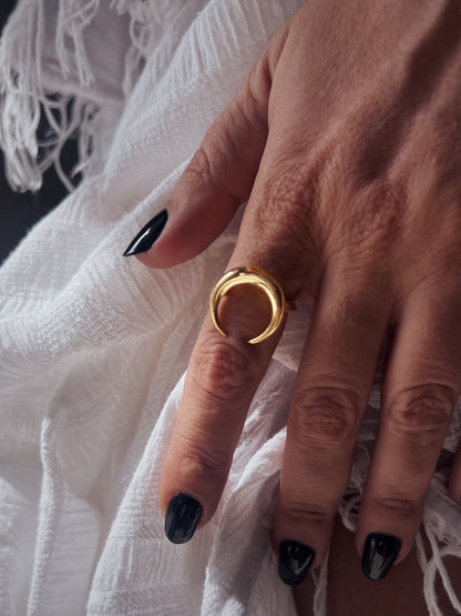 18k gold filled on solid sterling silver crescent ring - KathyRossJewelry