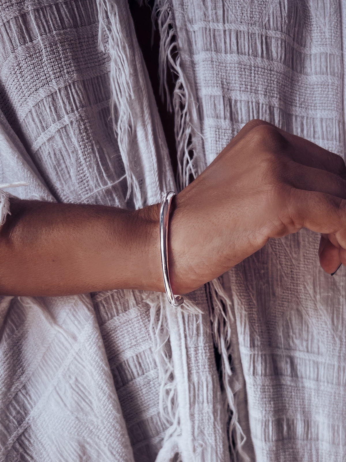 Solid sterling Silver 925 curvy cuff bracelet - KathyRossJewelry