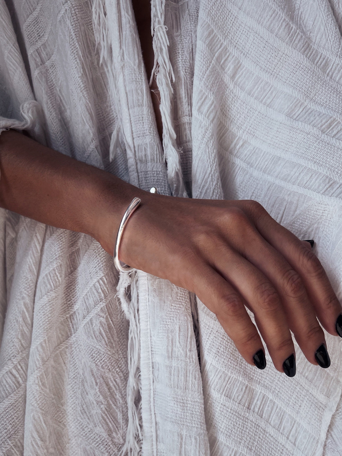 Solid sterling Silver 925 curvy cuff bracelet - KathyRossJewelry