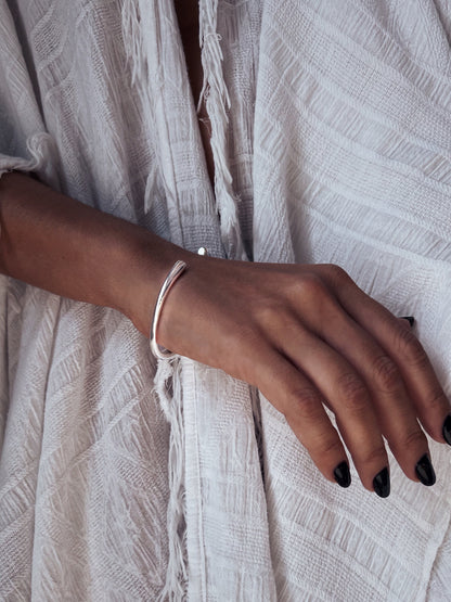 Solid sterling Silver 925 curvy cuff bracelet - KathyRossJewelry