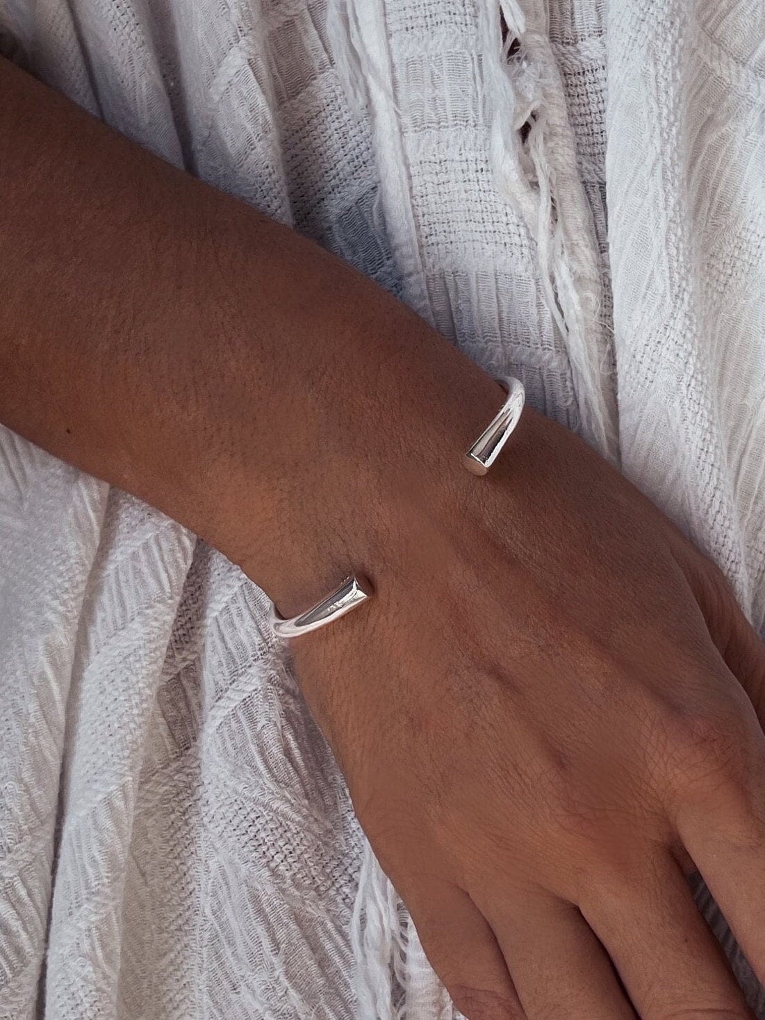 Solid sterling Silver 925 curvy cuff bracelet - KathyRossJewelry