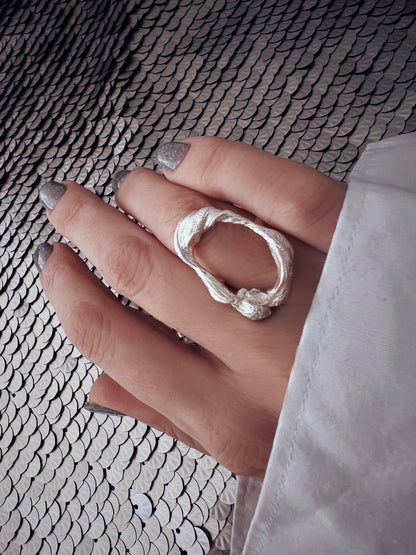 Hollow Sterling Silver Ring:Abstract Organic Shape 18k gold filled - KathyRossJewelry
