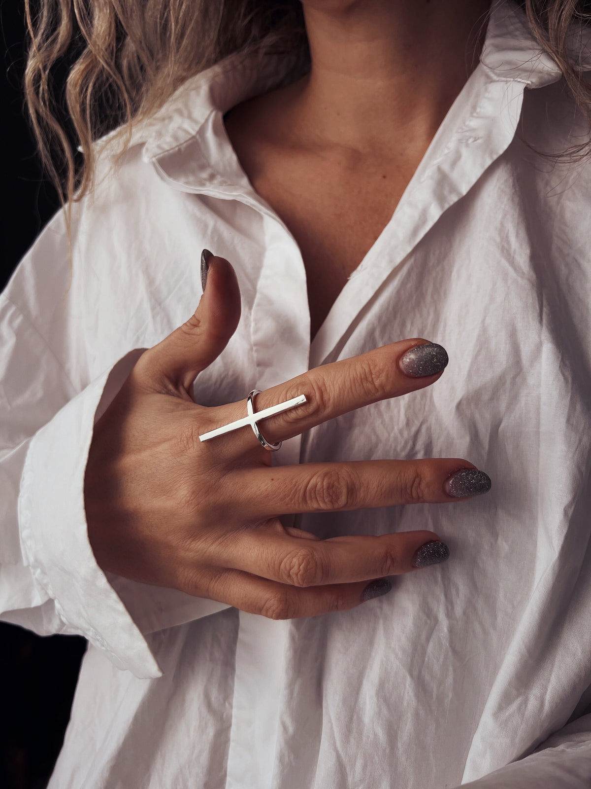 Solid silver minimal bar ring - KathyRossJewelry
