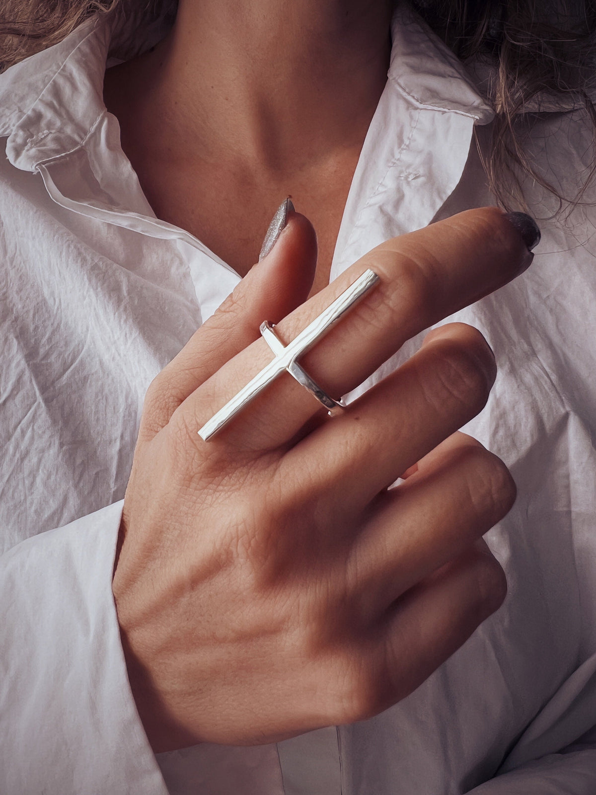 Solid silver minimal bar ring - KathyRossJewelry