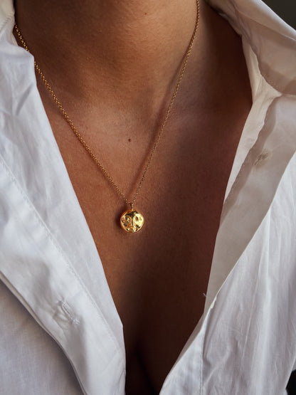 Gold Moon Face Necklace: Gold filled Sterling Silver pendant and chain - KathyRossJewelry