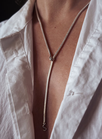 Long silver Lariat Necklace: Gold filled snake Chain - KathyRossJewelry