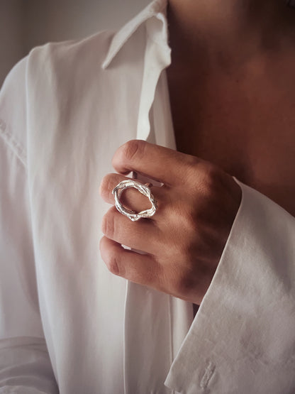 Oval gold filled hollow sterling silver 925 ring - KathyRossJewelry