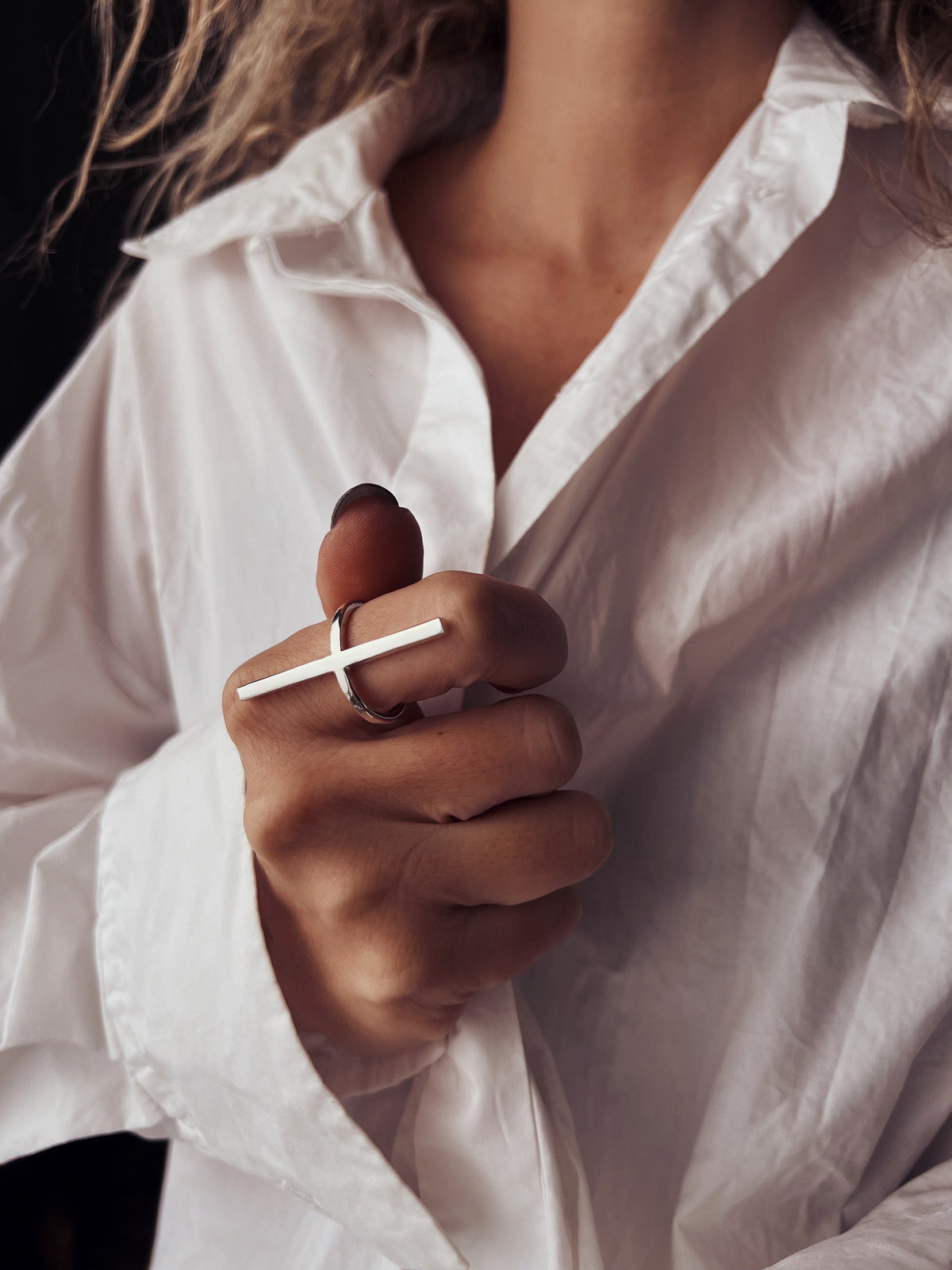 Solid silver minimal bar ring - KathyRossJewelry