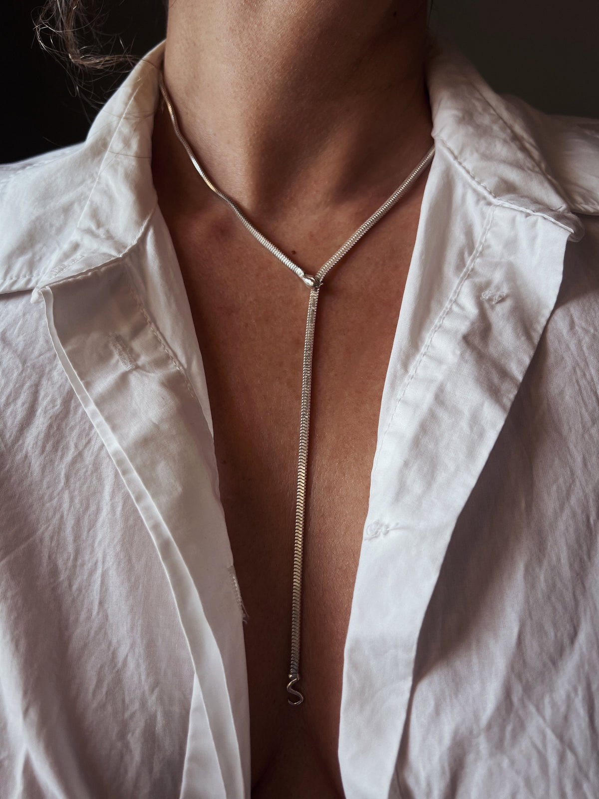 Snake Lariat Necklace: 18K gold filled on sterling silver 925 - KathyRossJewelry