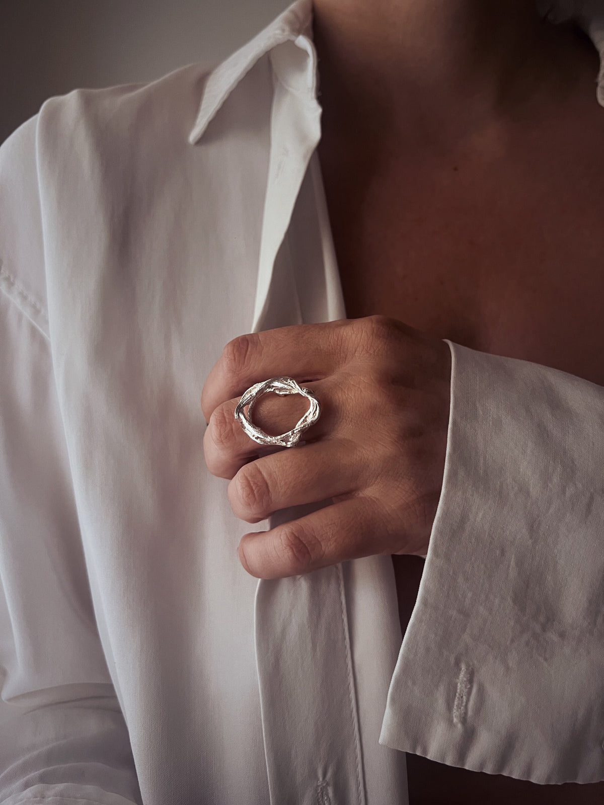 Oval gold filled hollow sterling silver 925 ring - KathyRossJewelry