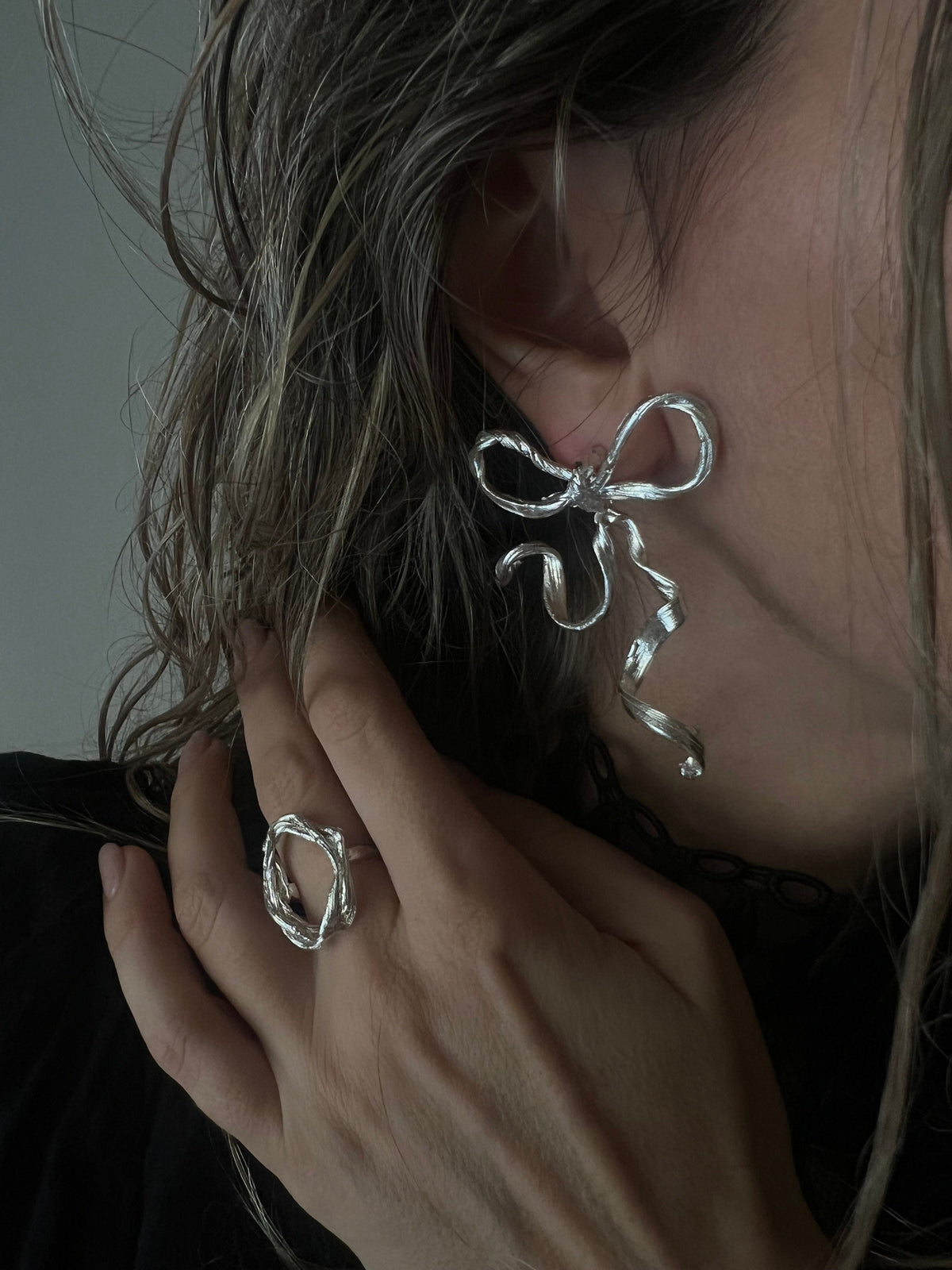 Sterling Silver 925 Bow statement Earrings - KathyRossJewelry