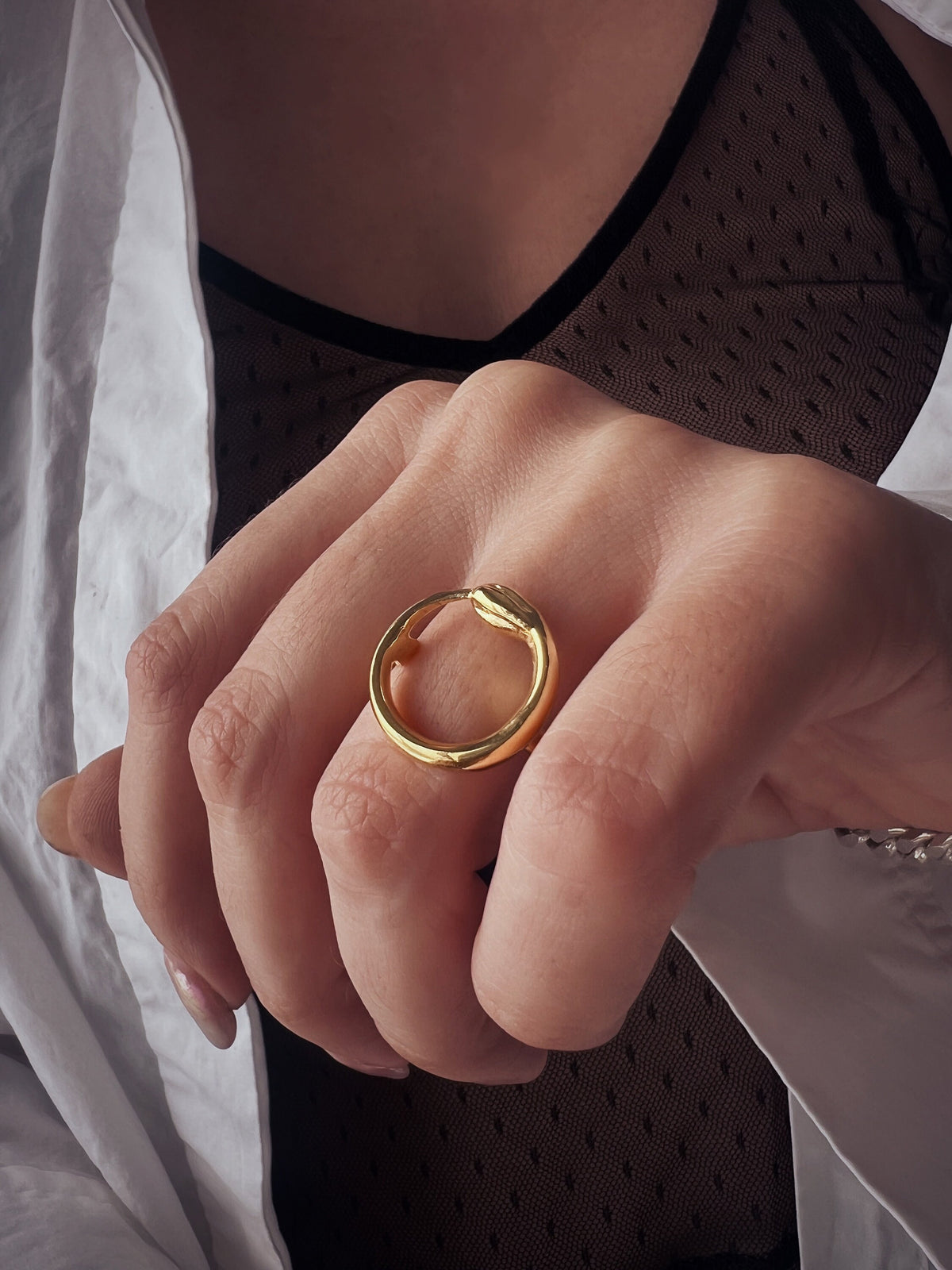Ouroboros Ring: Gold filled on silver Alchemist Serpent Jewelry - KathyRossJewelry