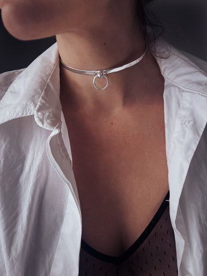 Silver Choker: Minimalist naughty elegant collar Necklace - KathyRossJewelry