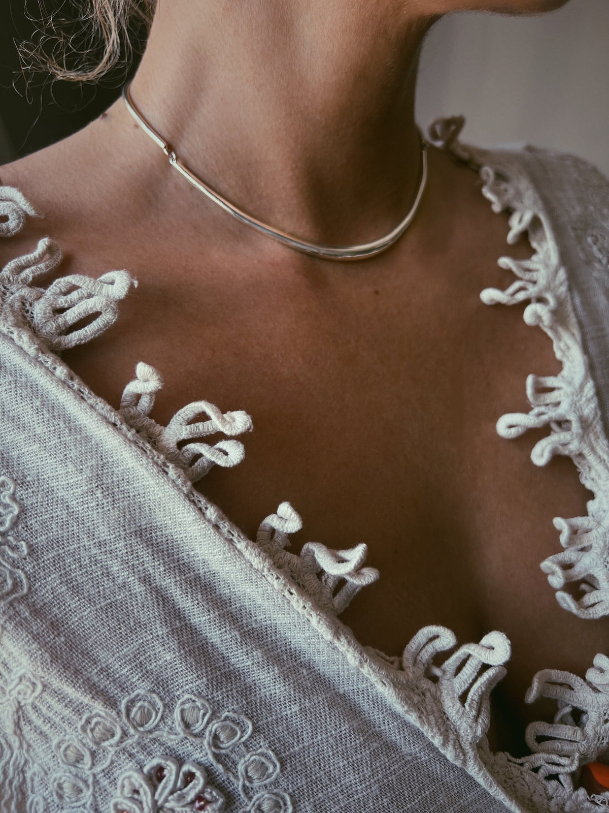 Sterling Silver Slim Choker: Minimalist Short collar Necklace - KathyRossJewelry