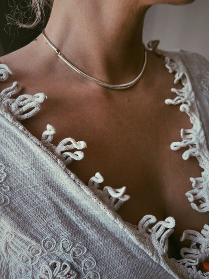 Sterling Silver Slim Choker: Minimalist Short collar Necklace - KathyRossJewelry