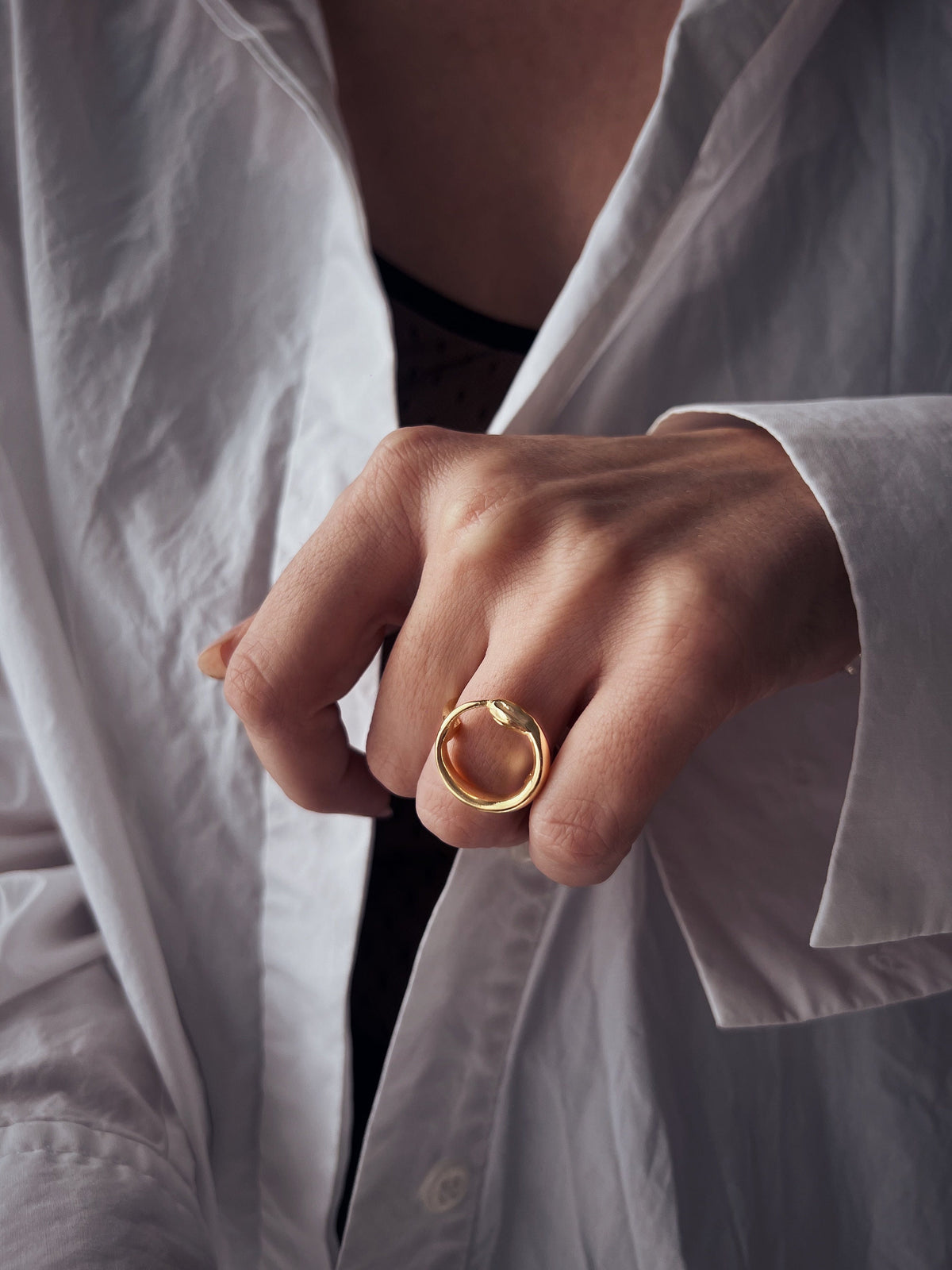 Ouroboros Ring: Gold filled on silver Alchemist Serpent Jewelry - KathyRossJewelry
