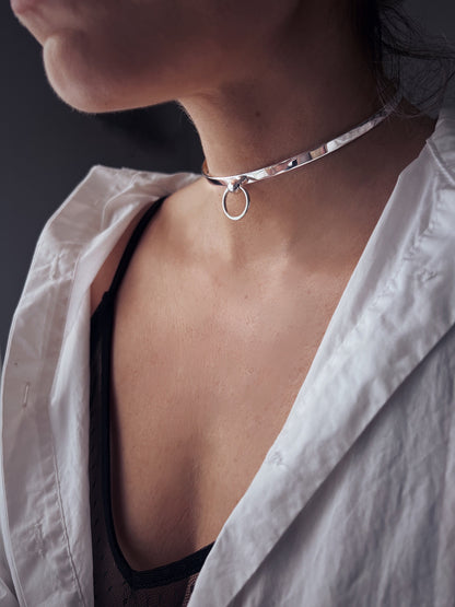 Silver Choker: Minimalist naughty elegant collar Necklace - KathyRossJewelry