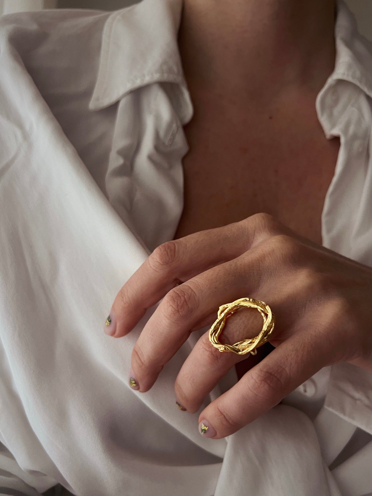Oval gold filled hollow sterling silver 925 ring - KathyRossJewelry